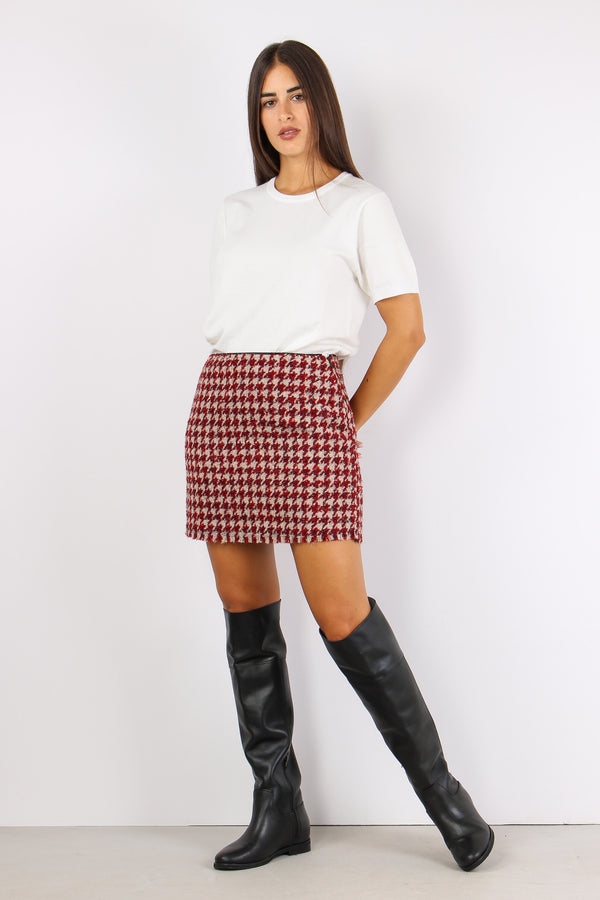 Minigonna Pied De Poule Boucle Beige/pepper-2