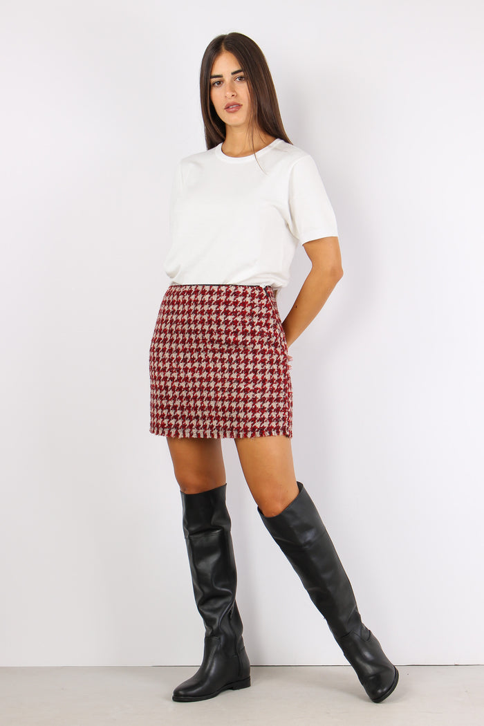 Minigonna Pied De Poule Boucle Beige/pepper-2