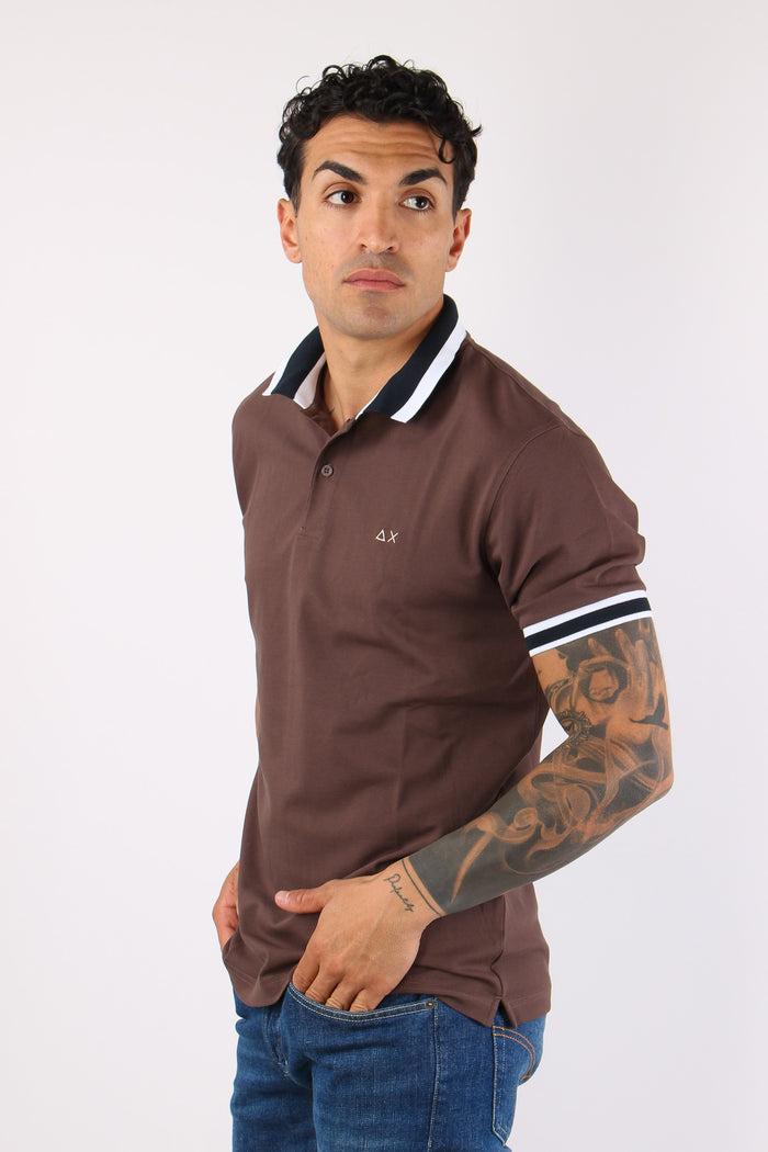 Polo Collo Bicolor Marrone-5