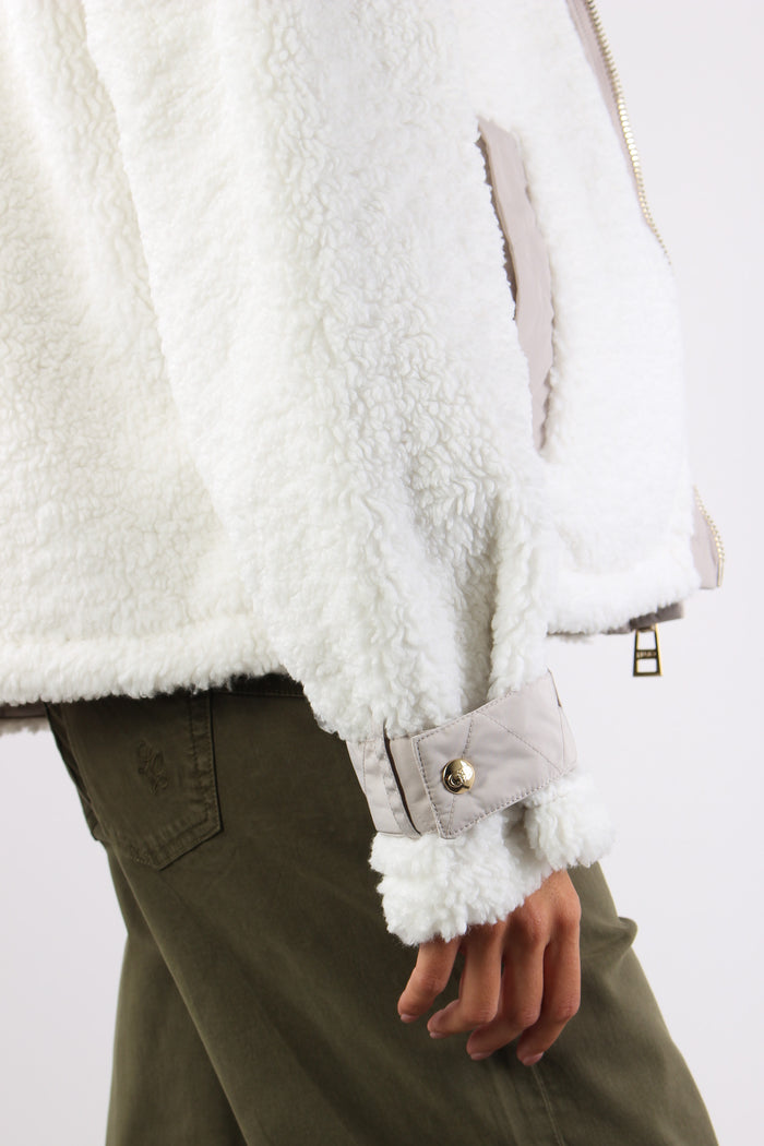 Teddy Corto Inserto Nylon Bianco Lana/lino-8