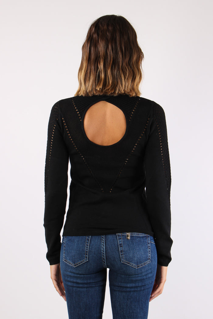 Maglia Traforata Oblo Schiena Nero-4