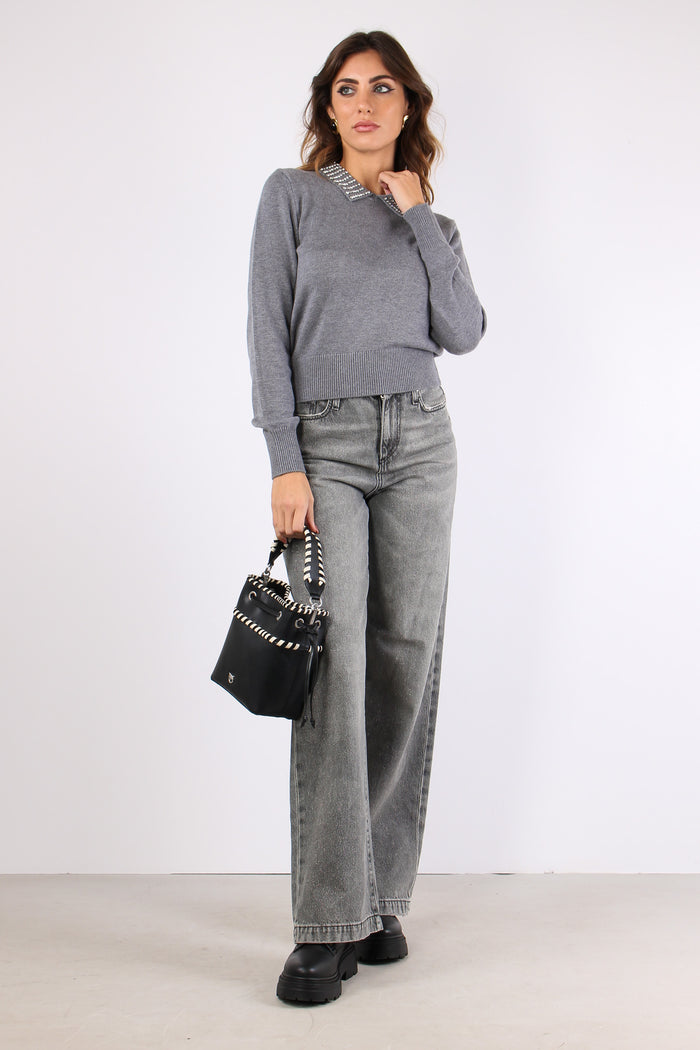 Ventotene Maglia Lana Colletto Ii2-grigio Monumento-2