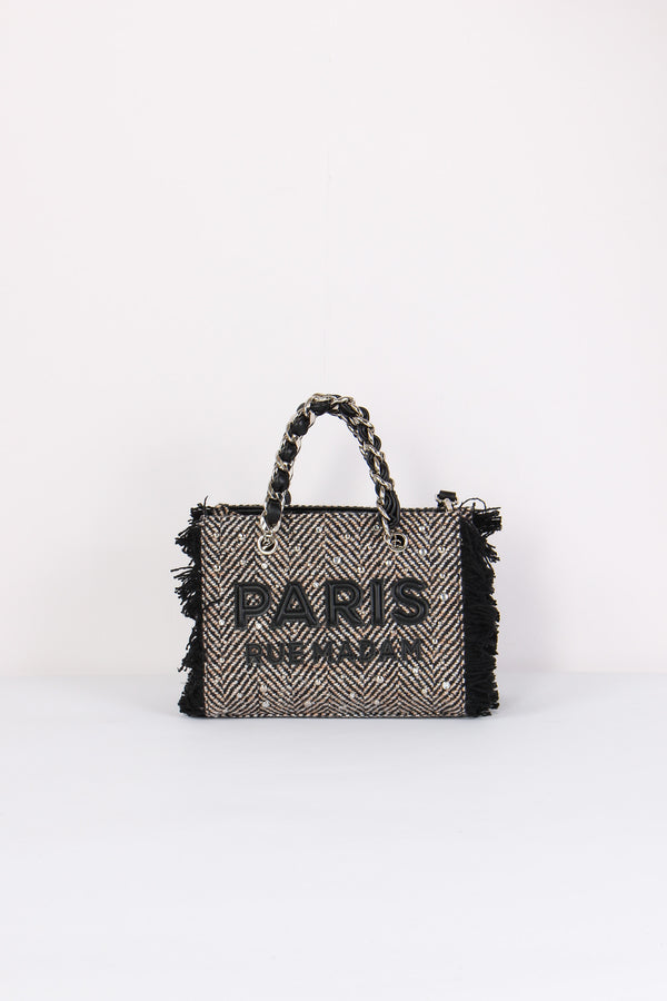 Mini Shopping Tweed Frange Tweed Black