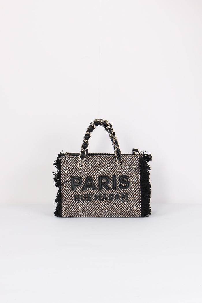 Mini Shopping Tweed Frange Tweed Black