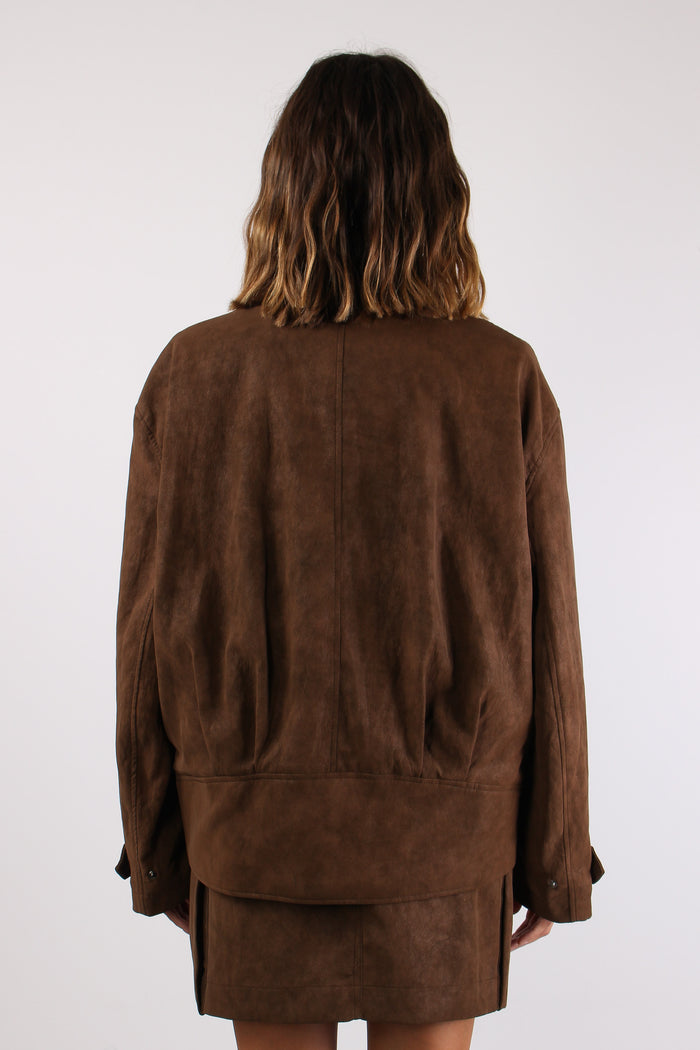 Chiodo Over Ecocamoscio Toffee-6