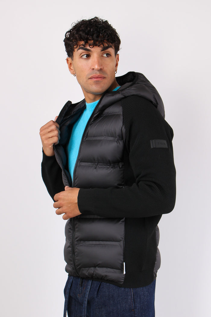 Giubbotto Bimateriale Nero-3