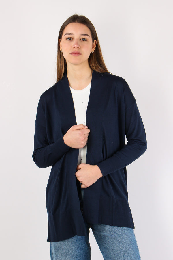 Cardigan Aperto Lunghezza Medi Blu-2