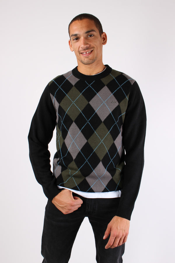 Maglia Losanghe Lana Cashmere Nero/militare-2