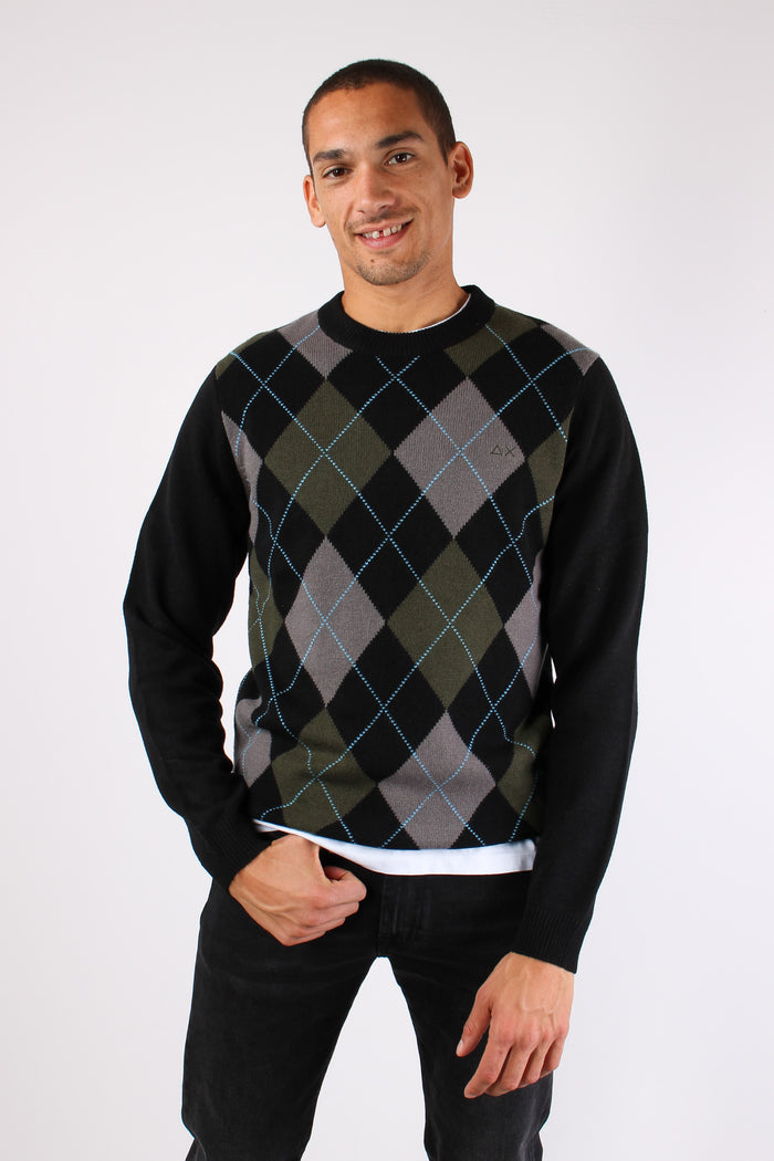 Maglia Losanghe Lana Cashmere Nero/militare-2