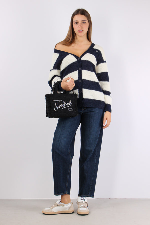 Cardigan Over Riga Bianco/navy