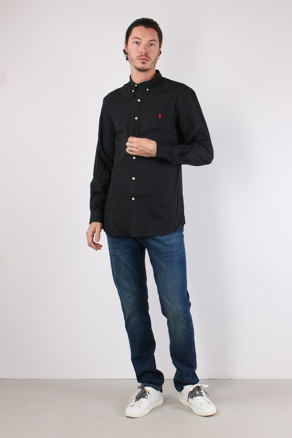 Camicia Slim Botton Down Polo Black-2