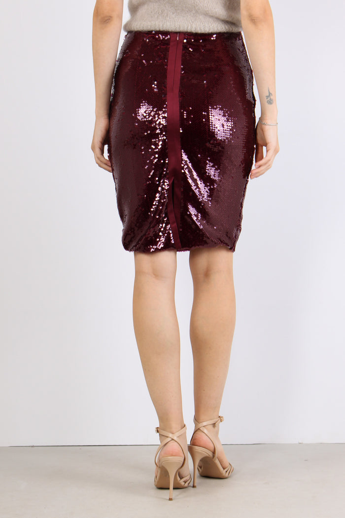 Ava Gonna Tubo Paillettes Bordeaux-4