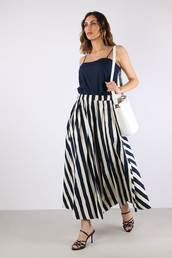Uomo Gonna Cotone Riga Bianco/blu