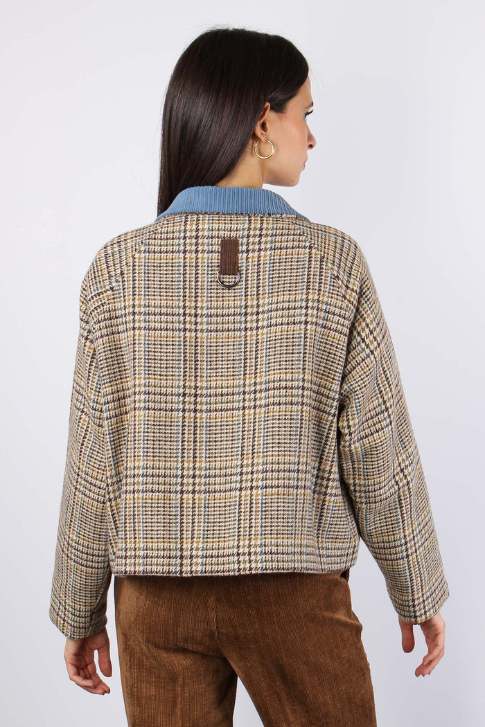 Giubbotto Tweed Colletto Vellu Beige/azzurro-3