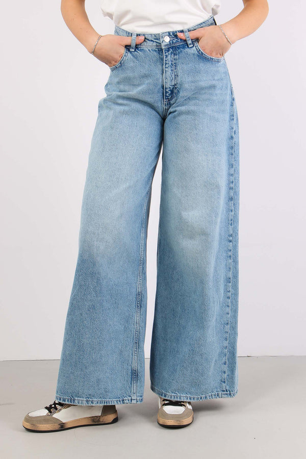 Denim Maxi Palazzo Vita Alta Denim Chiaro-2