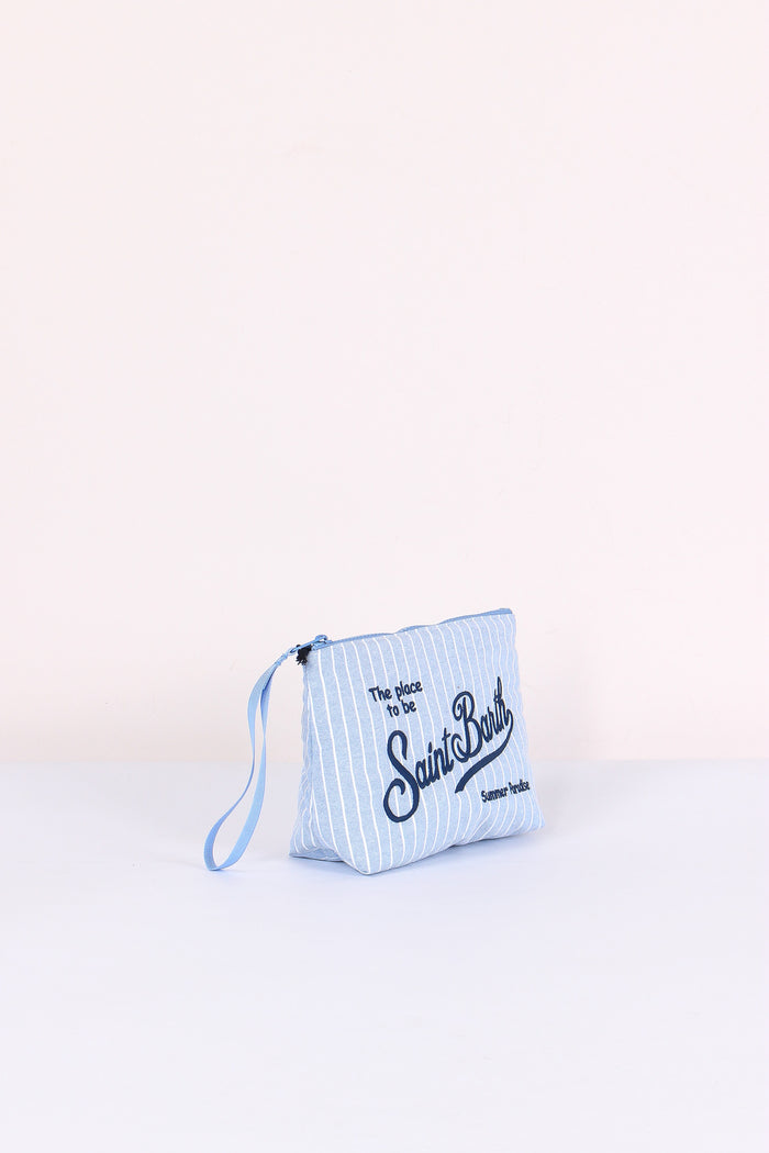 Aline Pochette Canvas Righe Blu/bianco-6