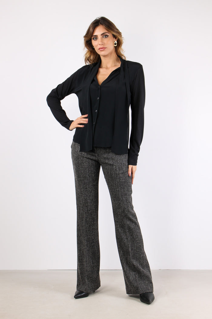 Camicia Bimateriale Nero-3