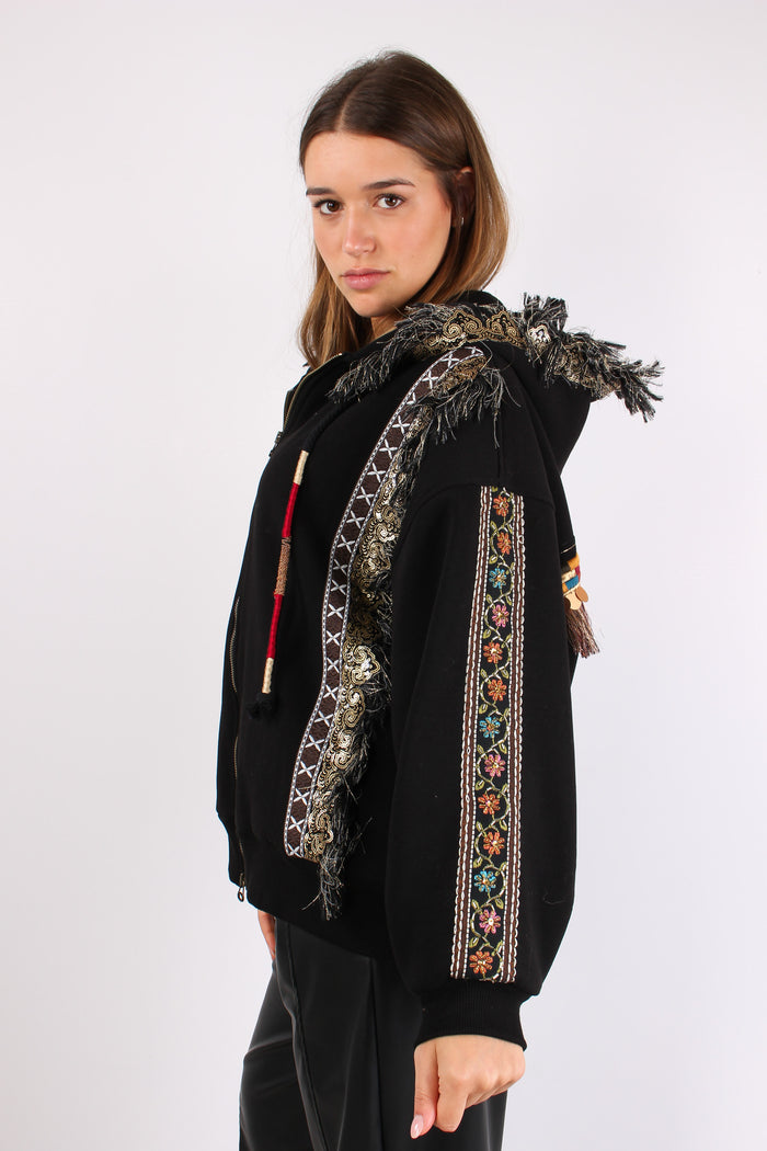 Felpa Zip Passamanneria Intern Nero-6