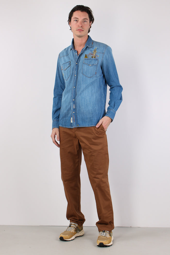 Camicia Denim Ricami Cactus Denim-3