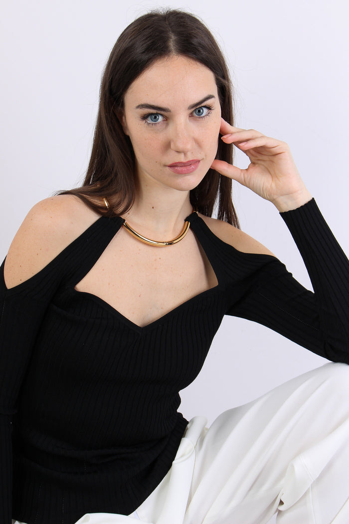 Maglia Oblo Spalle Nero-5