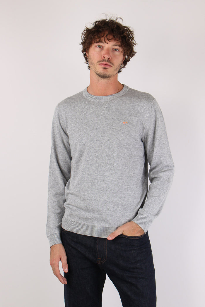 Maglia Girocollo Effetto Felpa Grigio-2