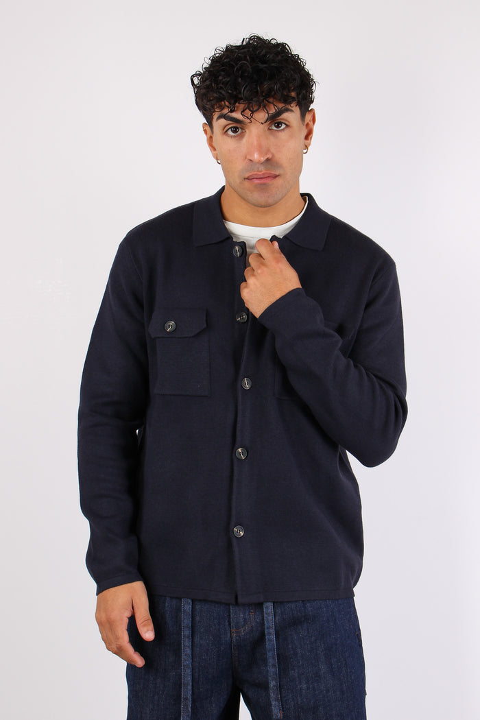 Cardigan Bottoni Tasche Navy