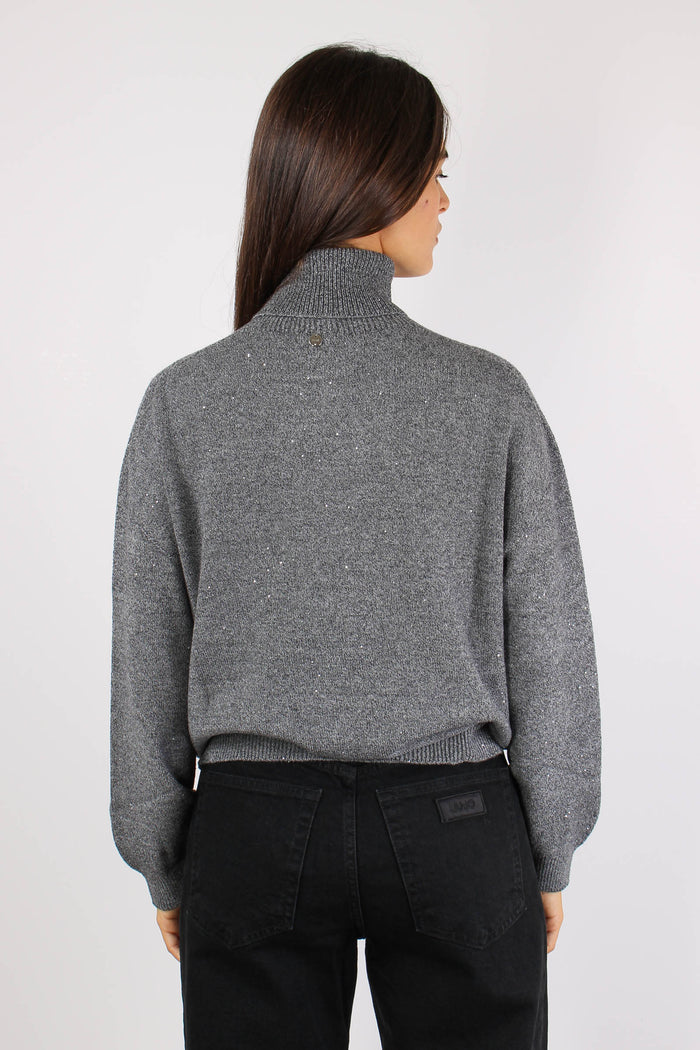 Collo Alto Inserto Lurex Gray Met-3