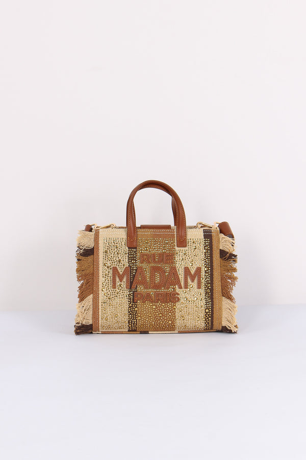 Shopping Mini Strass Stripes Brown