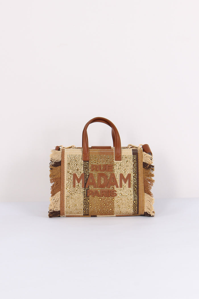 Shopping Mini Strass Stripes Brown