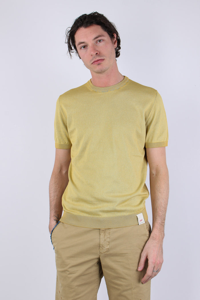 Maglia M/m Filo Reversibile Mostarda/argento-4