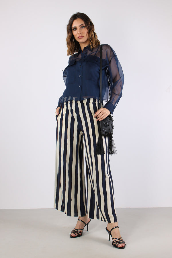 Colomba Camicia Seta Blu-2