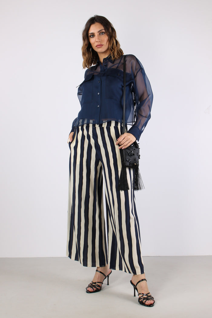 Colomba Camicia Seta Blu-2
