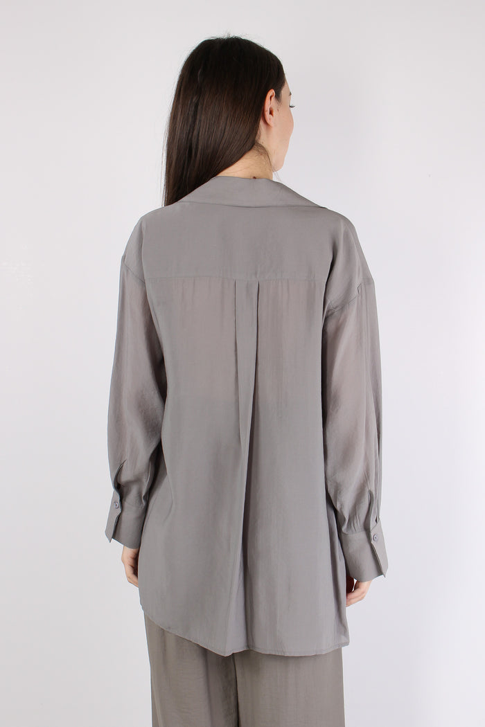 Camicia Collo Fiocco Grigio-4