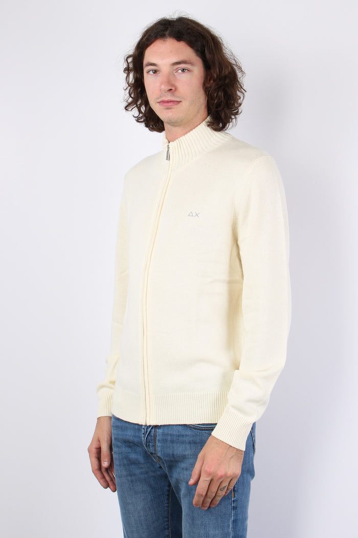 Maglia Lana Full Zip Bianco-5