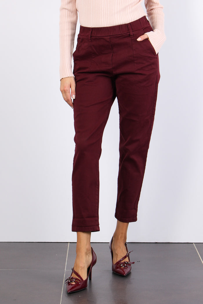 Pantalone Gabardina Elastico Bordeaux-2