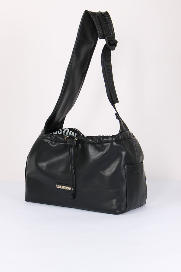 Maxi Sacca Nylon Logo Nero-2