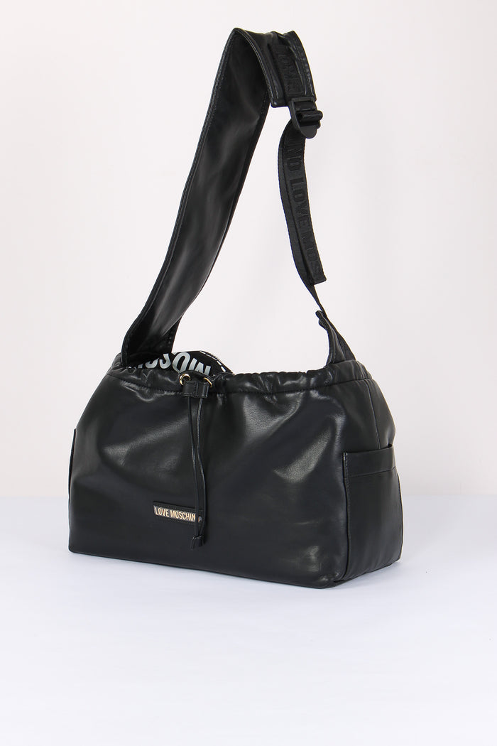 Maxi Sacca Nylon Logo Nero-2