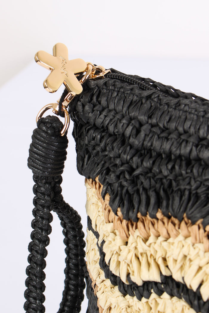 Pochette Paglia Riga Nero-6