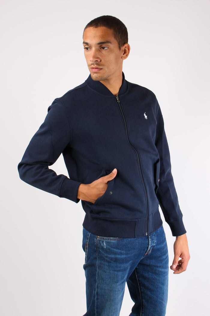 Felpa Zip Tasca Manica Aviator Navy-2