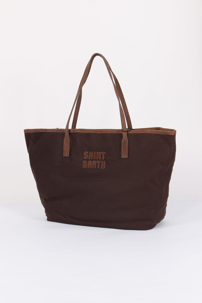 Borsa City Ricamo Logo Brown-2