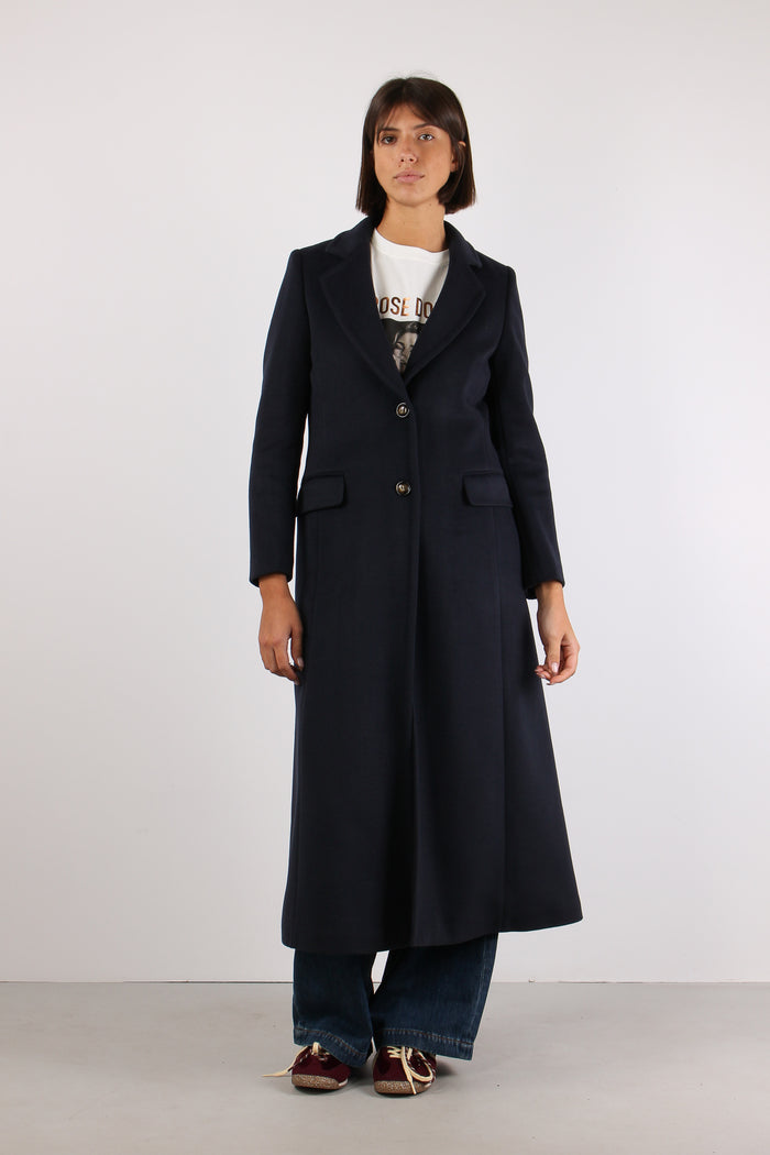Cappotto Lungo Monopetto Blu-2