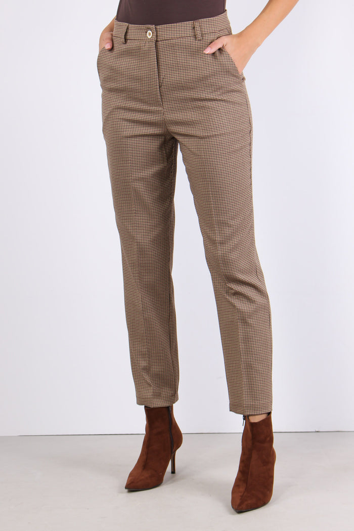 Pantalone Micro Pied De Poule Cammello-6