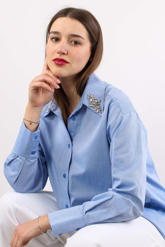 Camicia Over Castone Azzurro-4