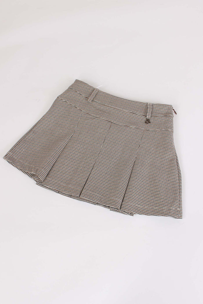 Gonna Pieghe Pied De Poule Caffe-4