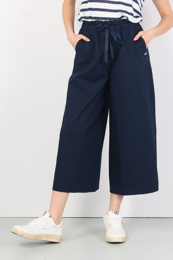 Pantalone Cotone Cropped Navy Blue-3