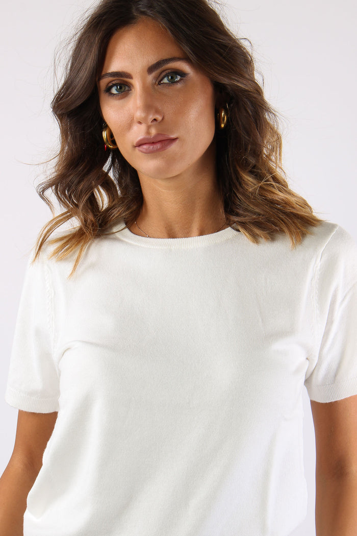 Maglia Girocollo M/m  Viscosa Latte-7