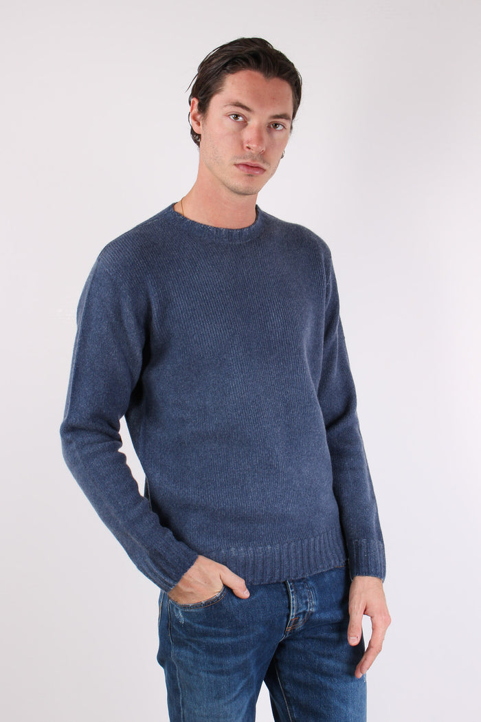 Maglia Girocollo Reversibile Blu/beige-8