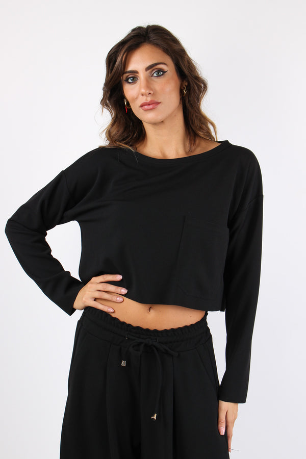 Felpa Scuba Maxi Tasca Nero-2