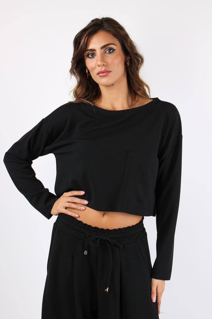 Felpa Scuba Maxi Tasca Nero-2