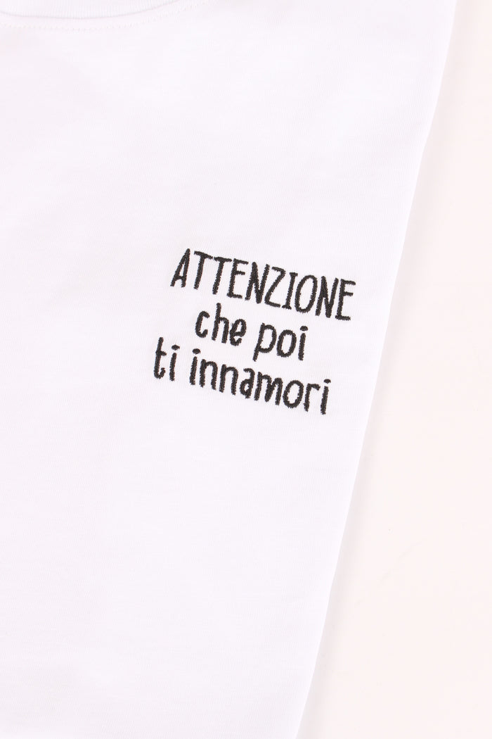 T-shirt Ricamo Attenzione Che Bianco-7